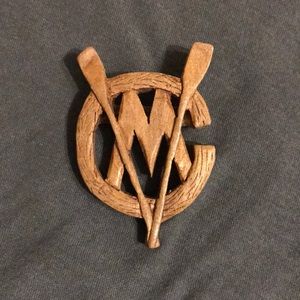 Wooden CM Brooch for a hat